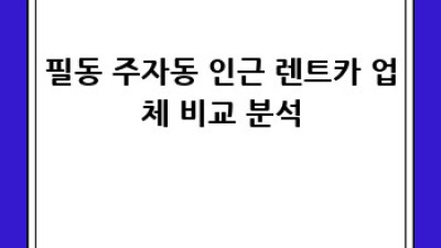 서울 중구 필동 주자동 렌트카: 최고의 선택은?